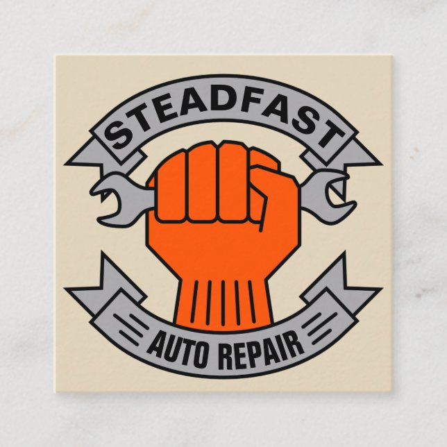 Auto Repair Shop Car Service Mechanic Square Business Card (Front)