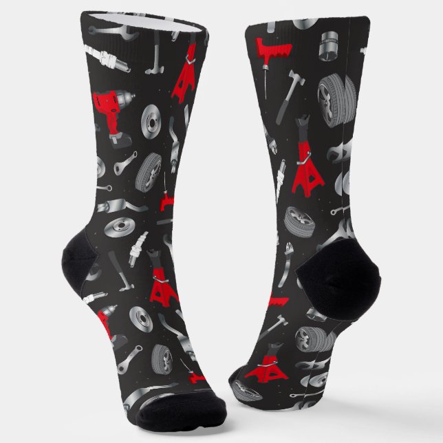 Auto Repair Technician Funny Mechanic Socks (Angled)