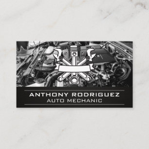 Auto Repair Technician Logo   Engine Bay Business Card