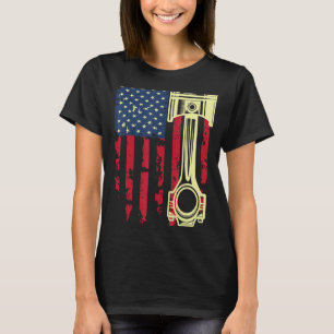 Auto Repairman Car Mechanic Tools Piston USA Flag  T-Shirt