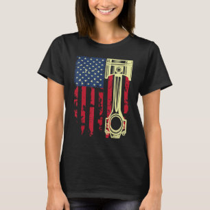 Auto Repairman Car Mechanic Tools Piston USA Flag  T-Shirt