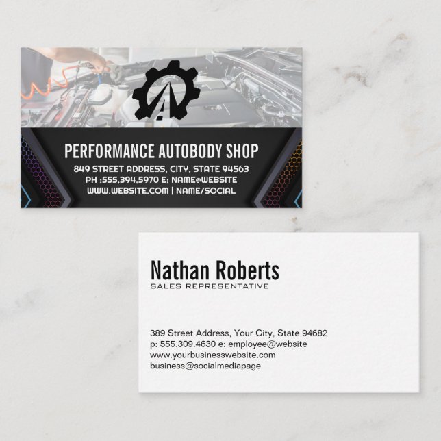Auto Road Service Logo | Mechanic Garage Business Card (Front/Back)