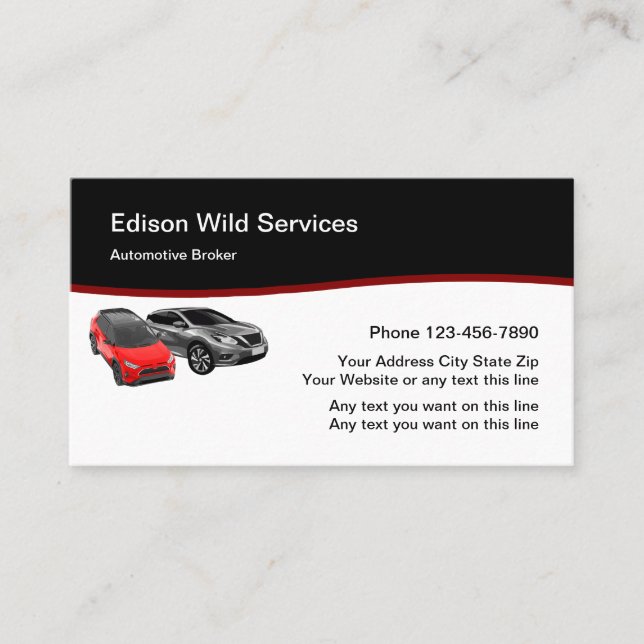 Auto Sales Broker Business Cards (Front)