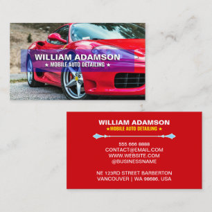 Auto Sales, Car Repair, Red Auto Detailing Business Card