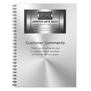 Auto Sales Customer Comments - faux metal Notebook