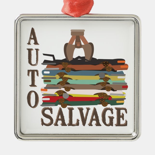 Auto Salvage Metal Ornament (Front)