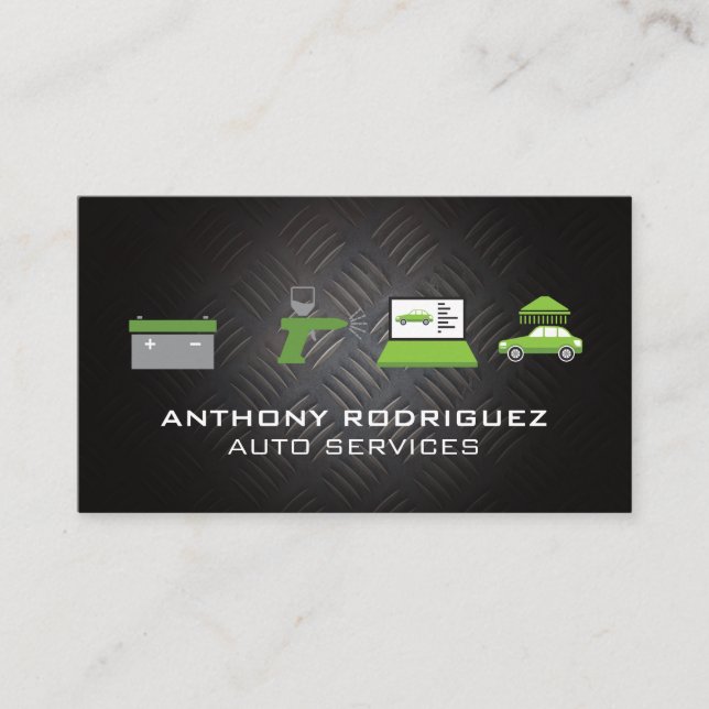 Auto Service Icons | Mechanic Technician  Business Card (Front)