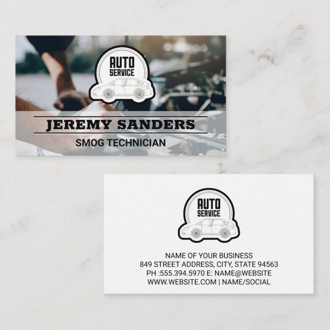 Auto Service Logo | Engine Work | Mechanic Business Card (Front/Back)
