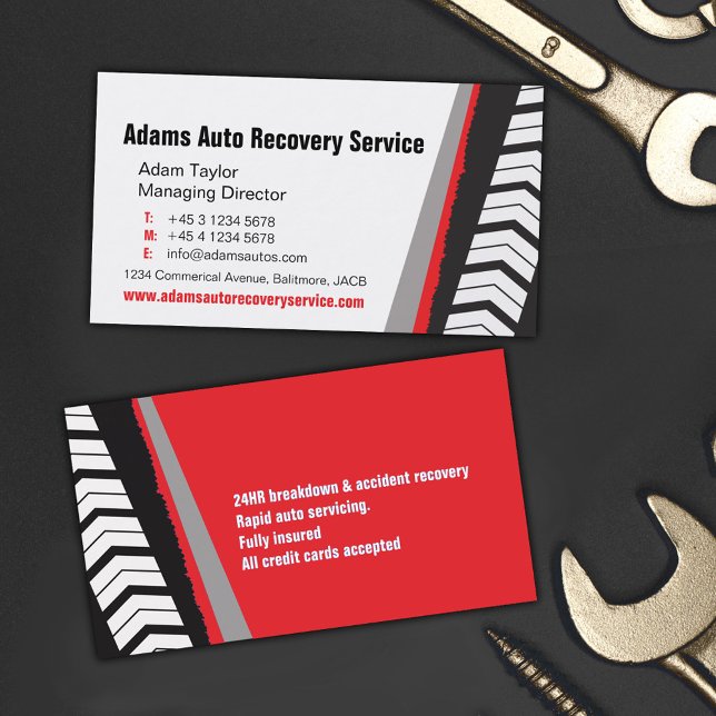 Auto service trace le carte de visite rouge (Créateur téléchargé)