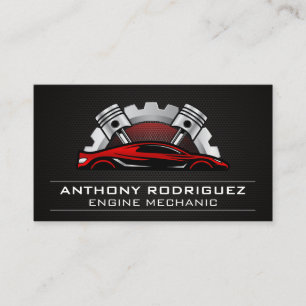 Auto Shop Mechanic   Red Sports Exotic Car Logo Business Card