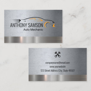 Auto Shop   Metallic Grunge Business Card
