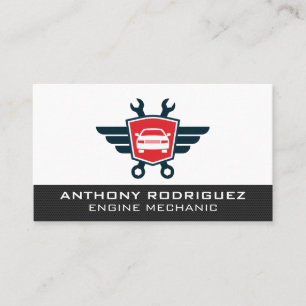 Auto Shop Wrenches Car Logo   Technician Business Card