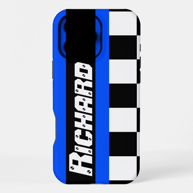 Auto sports chequered flag pattern name iPhone case (Back)