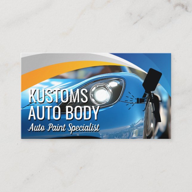 Auto Spray Gun Logo | Car Paint Shop Business Card (Front)