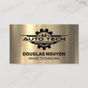 Auto Tech Wrenches Gold Metallic Business Card