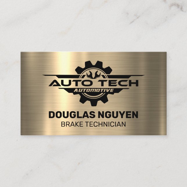 Auto Tech Wrenches | Gold Metallic Business Card (Front)