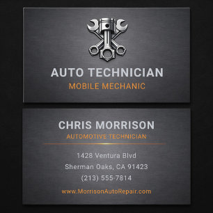 Auto Technician Tech Mechanic Metallic Business Card