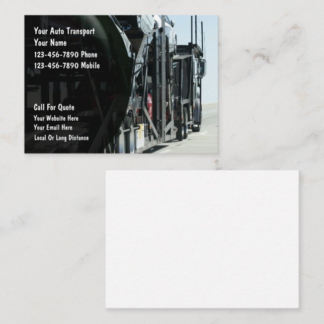 Auto Transport Hauling Business Cards (Front/Back)