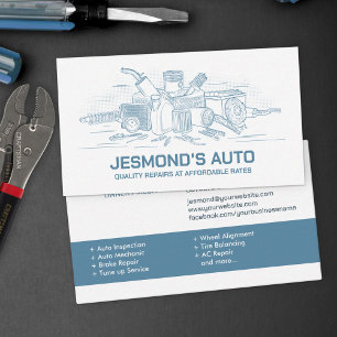 Auto Vehicle Repair - Mechanic  Business Card