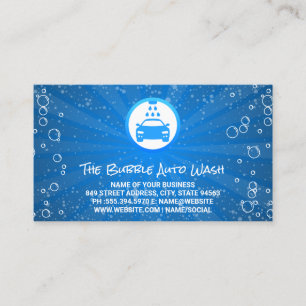 Auto Wash Logo   Blue Soap Bubbles Business Card
