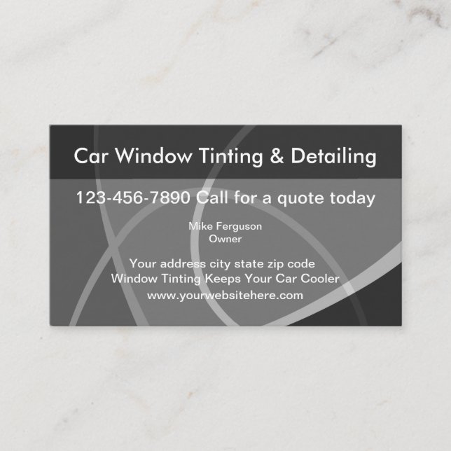 Auto Window Tinting And Detailing Business Card (Front)