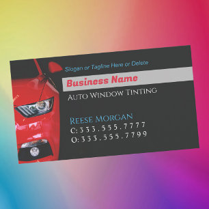 Auto Window Tinting, Red Car, Generate QR Code Business Card
