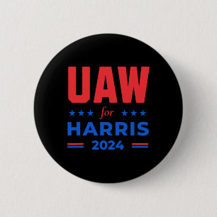 Auto Workers For Harris 2024 Uaw Red Strike Kamala 2 Inch Round Button