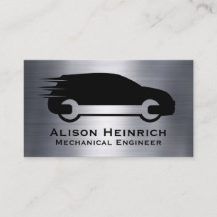 Auto Wrench Logo   Metallic Background Business Card