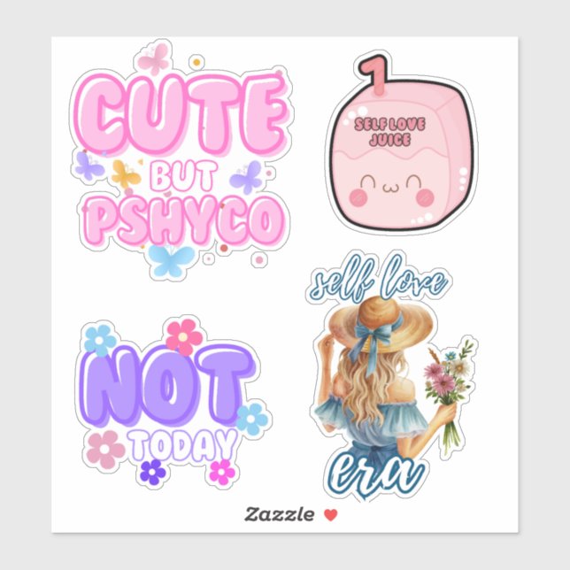 Autoamour mignon girly Sticker esthétique Pack (Feuille)