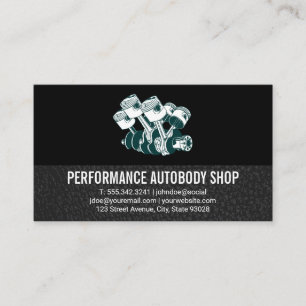 Autobody   Performance   Piston Car Engine Business Card