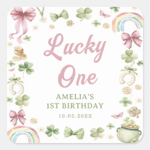 Autocollant 1er anniversaire Shamrock Lucky One