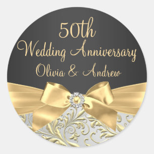 Autocollant 50e anniversaire de mariage Bow & Flor