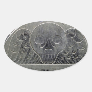 autocollant à ailes de pierre de cimetière de la