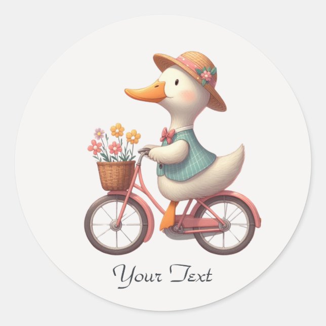 Autocollant à canard à bicyclette floral (Devant)