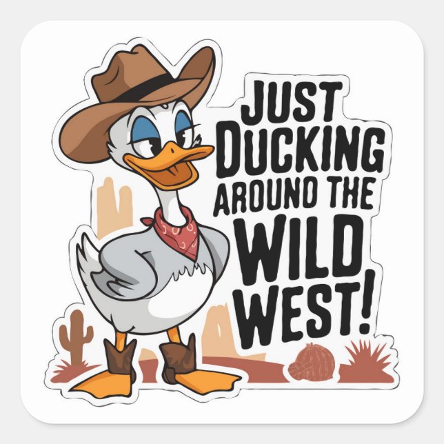Autocollant à canard cowboy | Cute drôle Pun Occid (Devant)