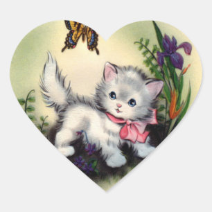 Autocollant à chaton vintage