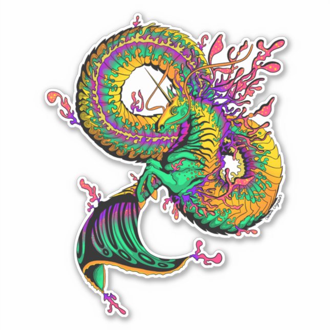 Autocollant à cheval à eau coloré détaillé (Devant)