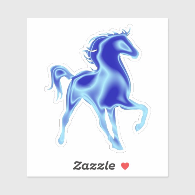 Autocollant à cheval bleu (Feuille)