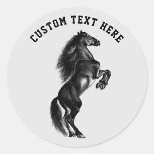 Autocollant à cheval sauvage noir droit Nom du tex