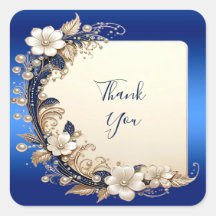 Autocollant à embellissement floral blanc bleu