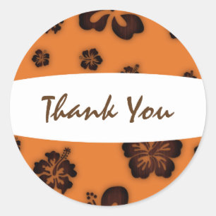 Autocollant à fleurs Orange Retro & Bois Hibiscus