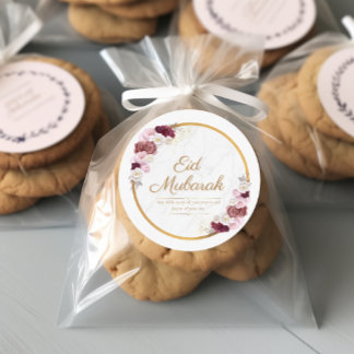 Autocollant à fleurs roses Eid Moubarak personnali