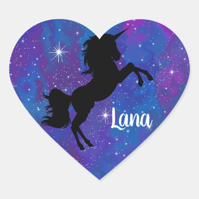 Autocollant à licorne bleu/violet de Galaxie (Devant)