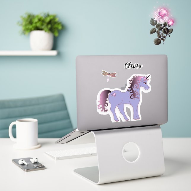Autocollant à licorne violette et à libellule (Créateur téléchargé)