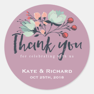 Autocollant à Mariage de Merci de purple