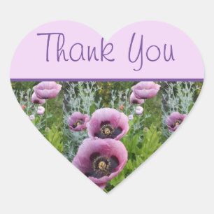 Autocollant à Merci floral rose violet