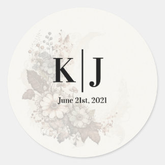 Autocollant à monogramme en dentelle florale roman