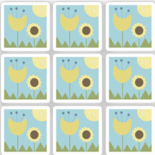 Autocollant à motif floral botanique de tournesol 