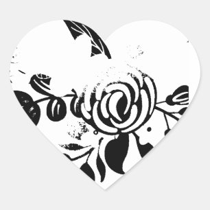 Autocollant à motif floral en noir et blanc classi