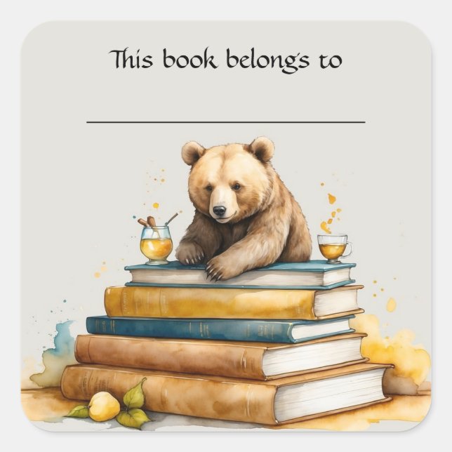 Autocollant à plaques de livres et d'ours modifiab (Devant)